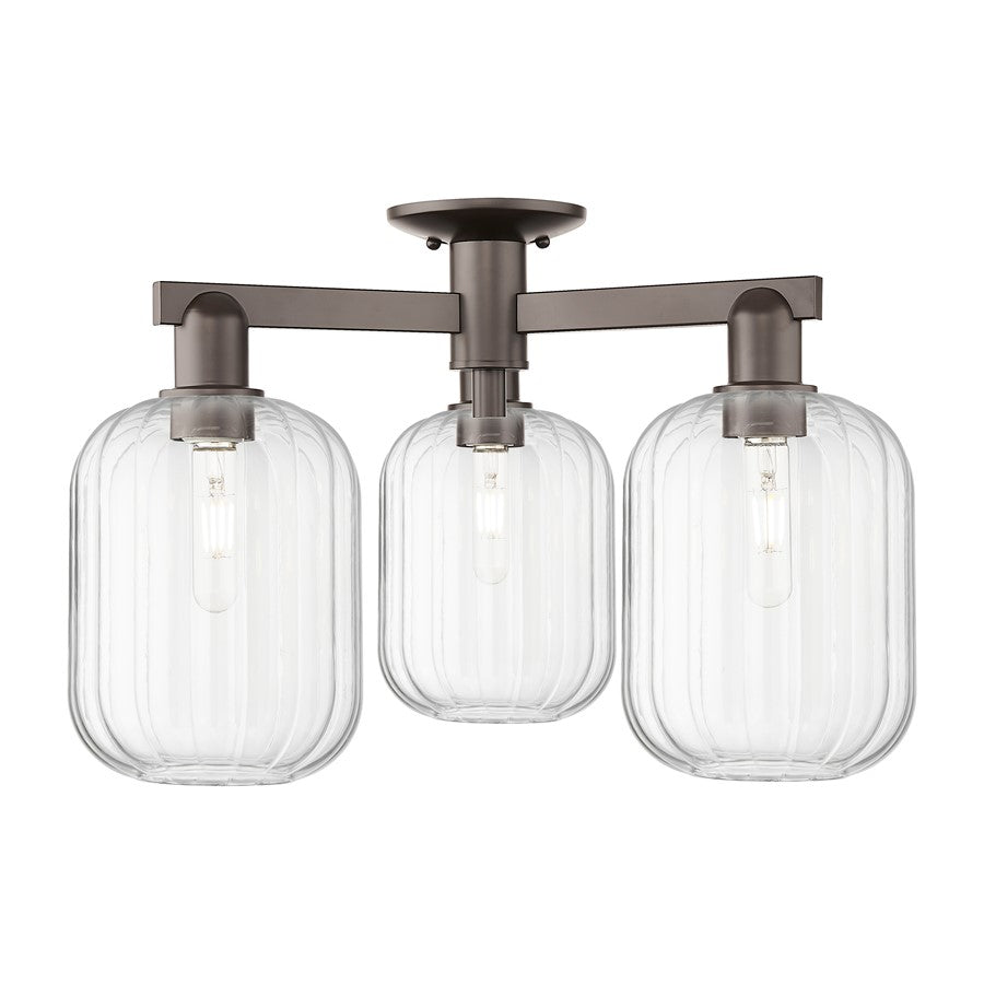 Innovations Preston 3Lt 24" Jar Semi-Flush, OB/Clear - 716-3F-OB-G460-7CL