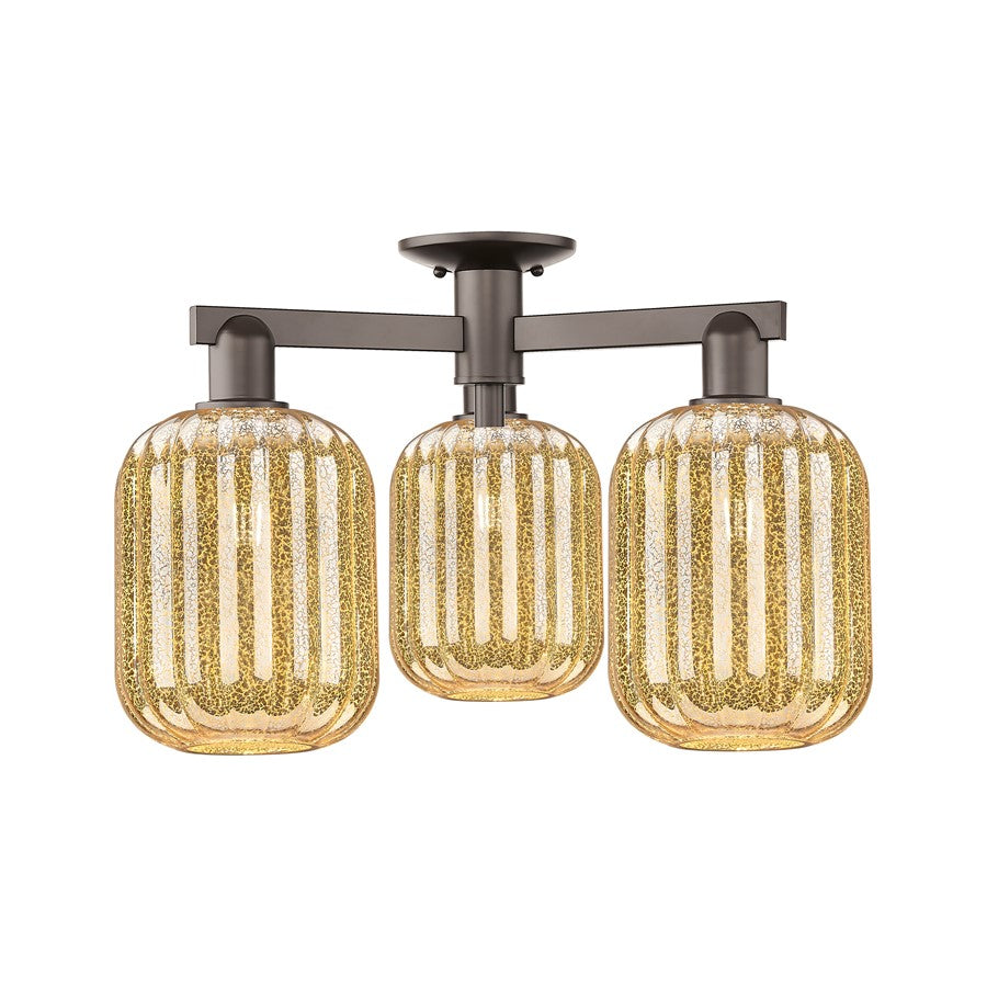 Innovations Preston 3Lt 24" Jar Semi-Flush, Bronze/Mercury - 716-3F-OB-G460-7ME