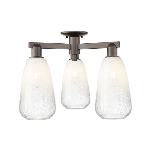 Innovations Brookhaven Almond 3Lt 24" Semi-Flush, OB/Opal - 716-3F-OB-G480-6OP