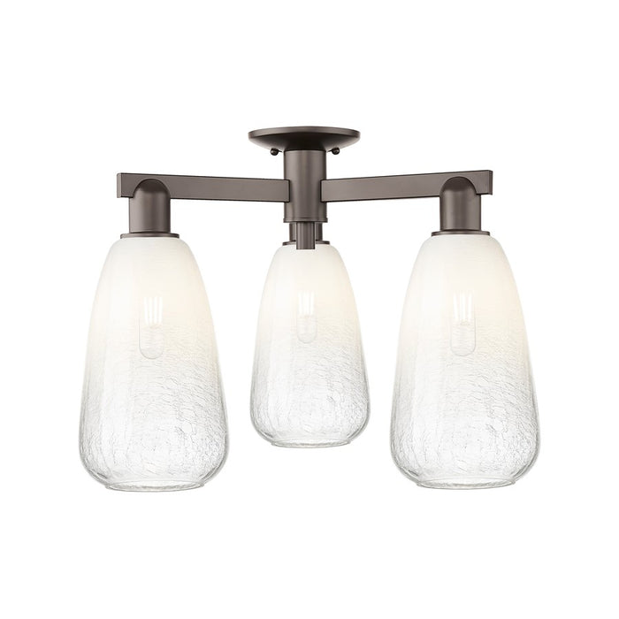 Innovations Brookhaven Almond 3Lt 24" Semi-Flush, OB/Opal - 716-3F-OB-G480-6OP