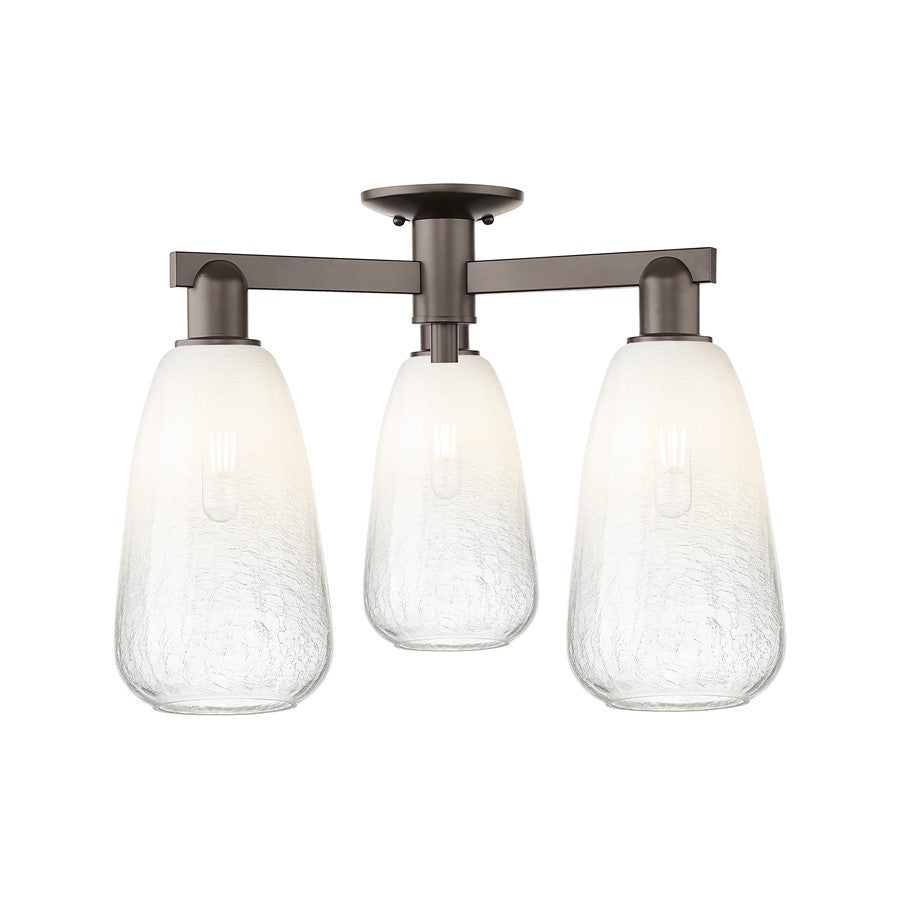 Innovations Brookhaven Almond 3Lt 24" Semi-Flush, OB/Opal - 716-3F-OB-G480-6OP