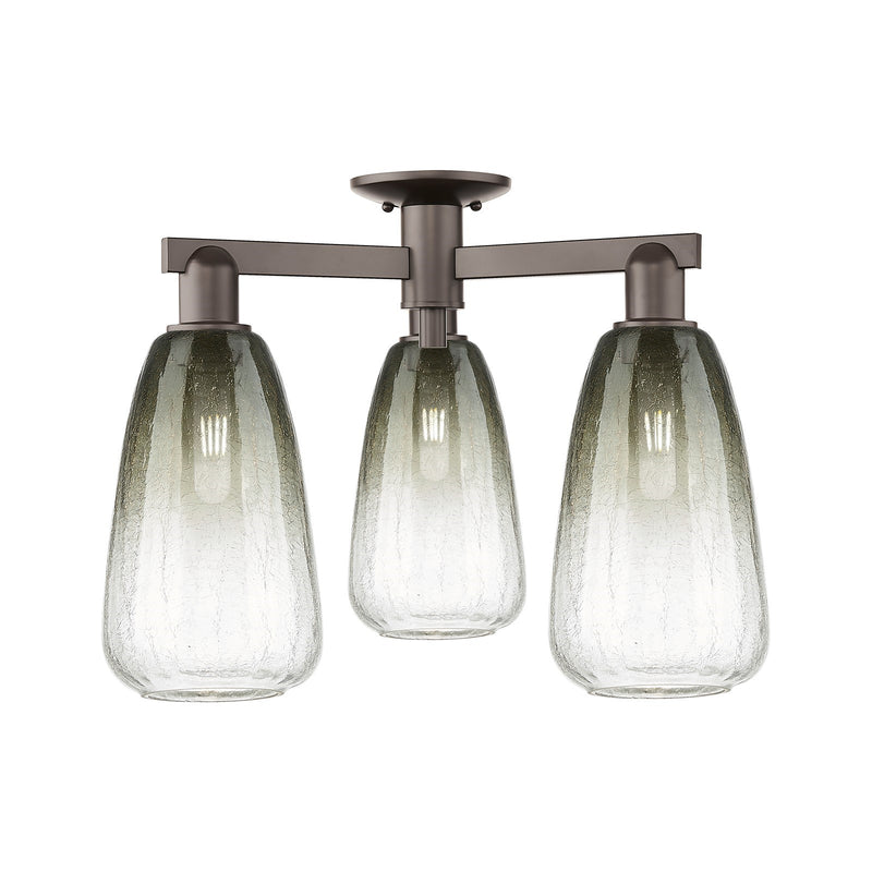 Innovations Brookhaven Almond 23.5in 3-Light Semi-Flush Mount | Industrial Oil Rubbed Bronze Steel and Slate Glass | Entryway & | Model 716-3F-OB-G480-6SL