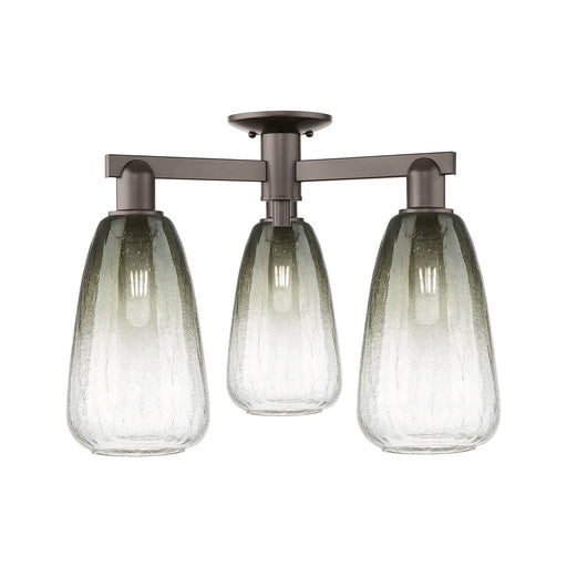 Innovations Brookhaven Almond 23.5in 3-Light Semi-Flush Mount | Industrial Oil Rubbed Bronze Steel and Slate Glass | Entryway & | Model 716-3F-OB-G480-6SL