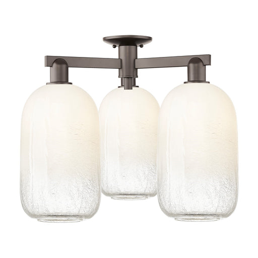 Innovations Brookhaven Cloche 24.5in 3-Light Semi-Flush Mount | Industrial Oil Rubbed Bronze Steel and Opal Glass | Entryway & | Model 716-3F-OB-G482-7OP