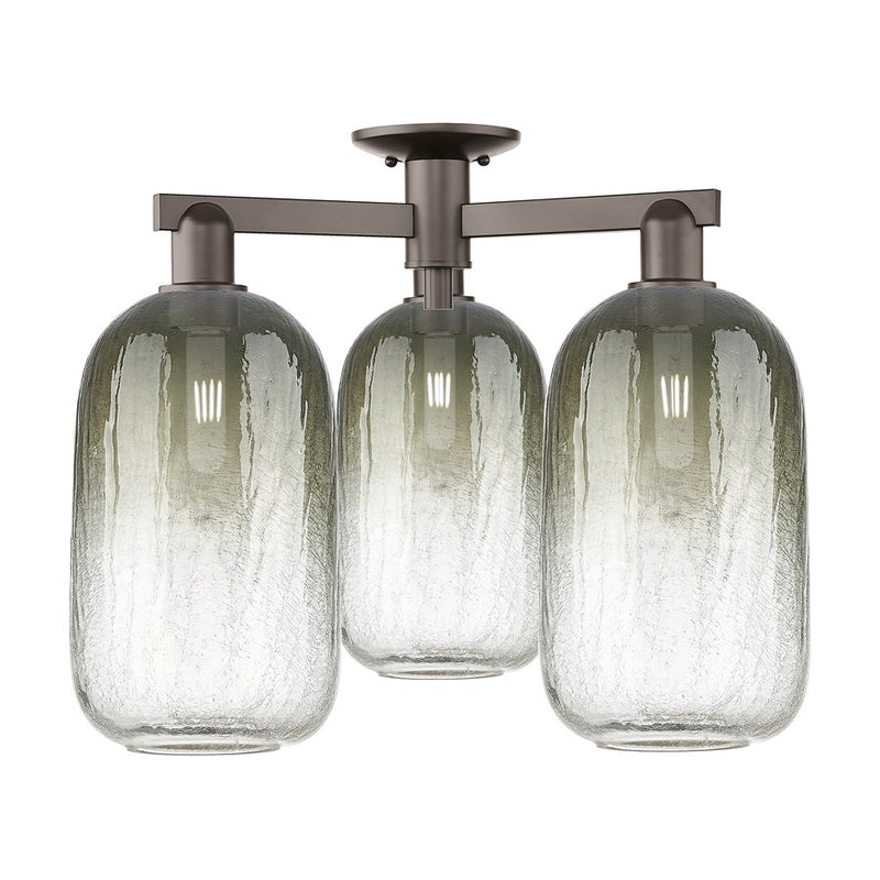 Innovations Brookhaven Cloche 3Lt 25" Semi-Flush, OB/Slate - 716-3F-OB-G482-7SL