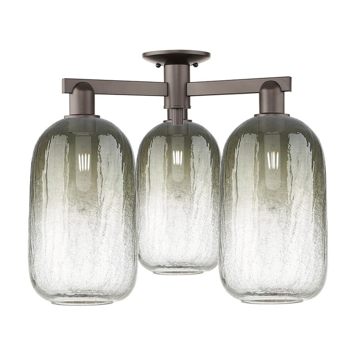 Innovations Brookhaven Cloche 3Lt 25" Semi-Flush, OB/Slate - 716-3F-OB-G482-7SL