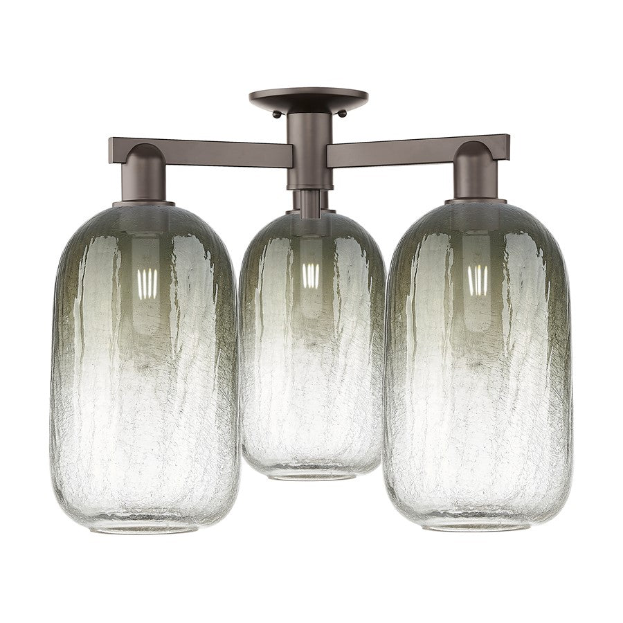 Innovations Brookhaven Cloche 3Lt 25" Semi-Flush, OB/Slate - 716-3F-OB-G482-7SL
