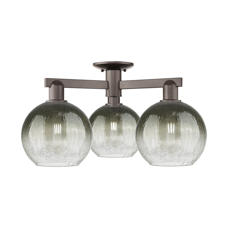 Innovations Brookhaven Globe 25in 3-Light Semi-Flush Mount | Industrial Oil Rubbed Bronze Steel and Slate Glass | Entryway & | Model 716-3F-OB-G483-8SL
