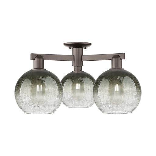 Innovations Brookhaven Globe 25in 3-Light Semi-Flush Mount | Industrial Oil Rubbed Bronze Steel and Slate Glass | Entryway & | Model 716-3F-OB-G483-8SL