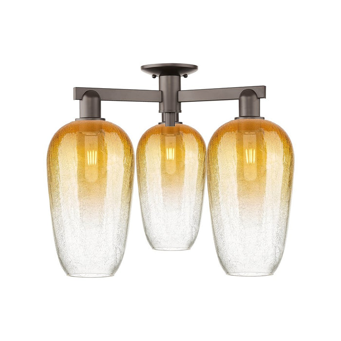 Innovations Brookhaven Flute 3Lt 25" Semi-Flush, OB/Amber - 716-3F-OB-G484-7AM