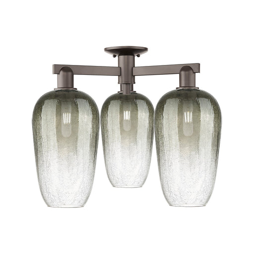 Innovations Brookhaven Flute 24.5in 3-Light Semi-Flush Mount | Industrial Oil Rubbed Bronze Steel and Slate Glass | Entryway & | Model 716-3F-OB-G484-7SL