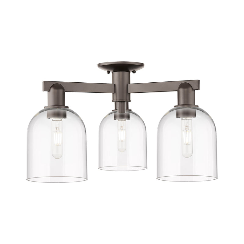 Innovations Bella 23in 3-Light Semi-Flush Mount | Industrial Oil Rubbed Bronze Steel and Clear Glass | Entryway & Hallway | 23 | Model 716-3F-OB-G558-6CL