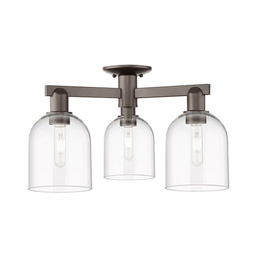 Innovations Bella 23in 3-Light Semi-Flush Mount | Industrial Oil Rubbed Bronze Steel and Clear Glass | Entryway & Hallway | 23 | Model 716-3F-OB-G558-6CL