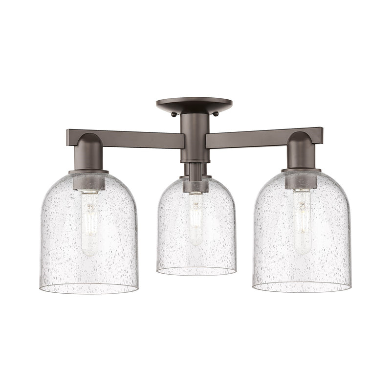 Innovations Bella 23in 3-Light Semi-Flush Mount | Industrial Oil Rubbed Bronze Steel and Seedy Glass | Living Room & Hallway | Model 716-3F-OB-G558-6SDY