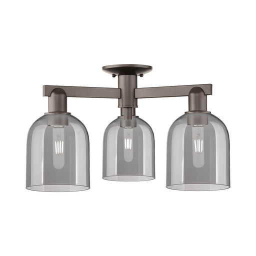 Innovations Bella 23in 3-Light Semi-Flush Mount | Industrial Oil Rubbed Bronze and Light Smoke Glass | Entryway & Hallway | 23 | Model 716-3F-OB-G558-6SM