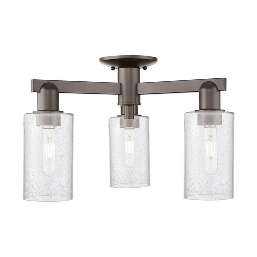 Innovations Clymer 21in 3-Light Semi-Flush Mount | Industrial Oil Rubbed Bronze Steel and Seedy Glass | Entryway & Hallway | 21.38 | Model 716-3F-OB-G804