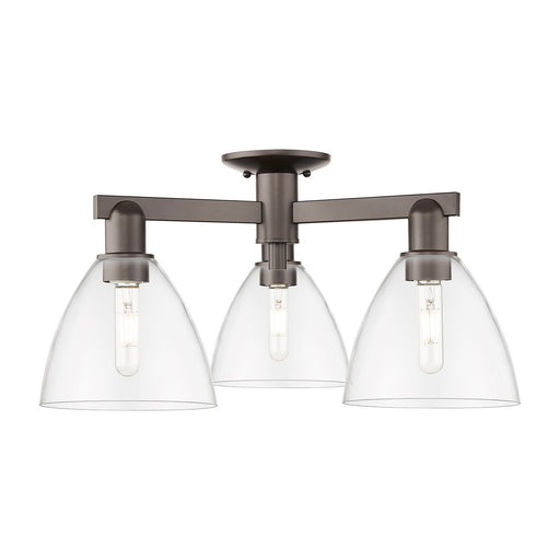 Innovations Bristol 25in 3-Light Semi-Flush Mount | Industrial Oil Rubbed Bronze Steel and Clear Glass | Damp-Rated Entryway & | Model 716-3F-OB-GBD-752