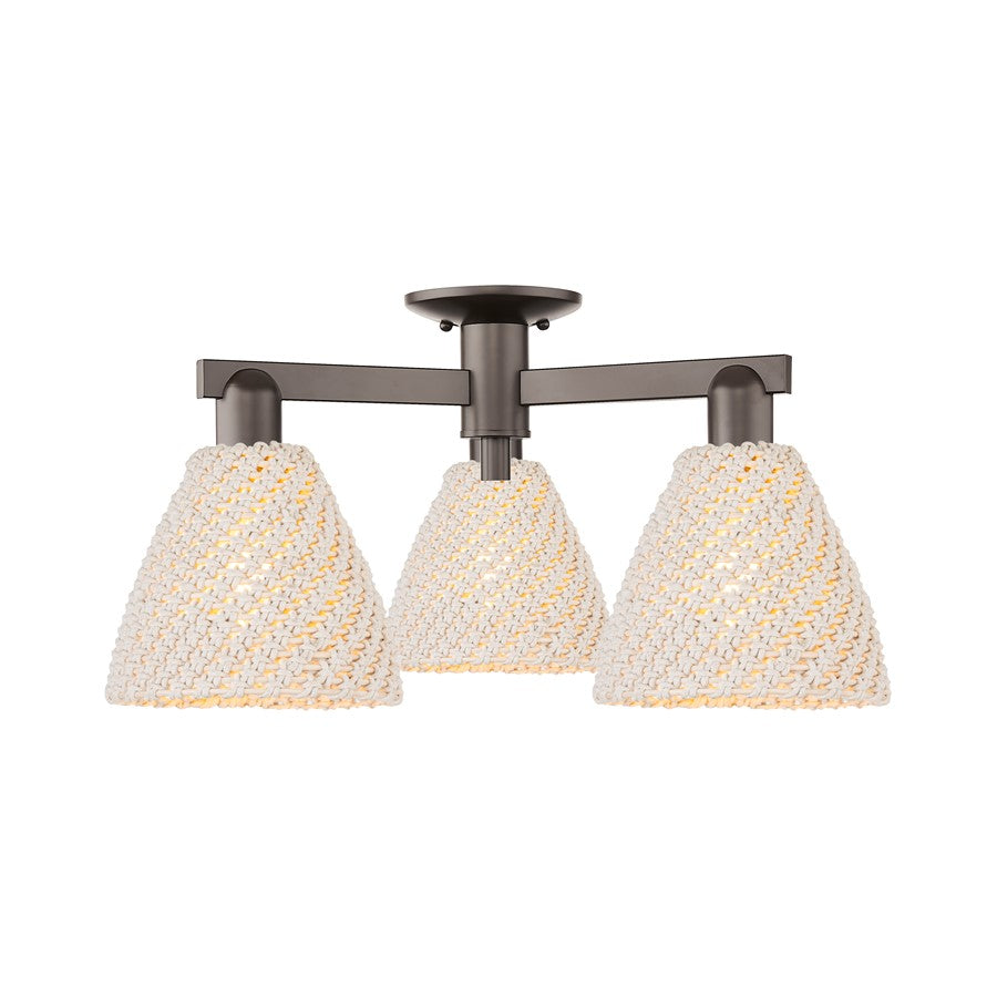 Innovations NB Dome 3Lt 25" Semi-Flush, OB/NF - 716-3F-OB-NBD-75-NAT