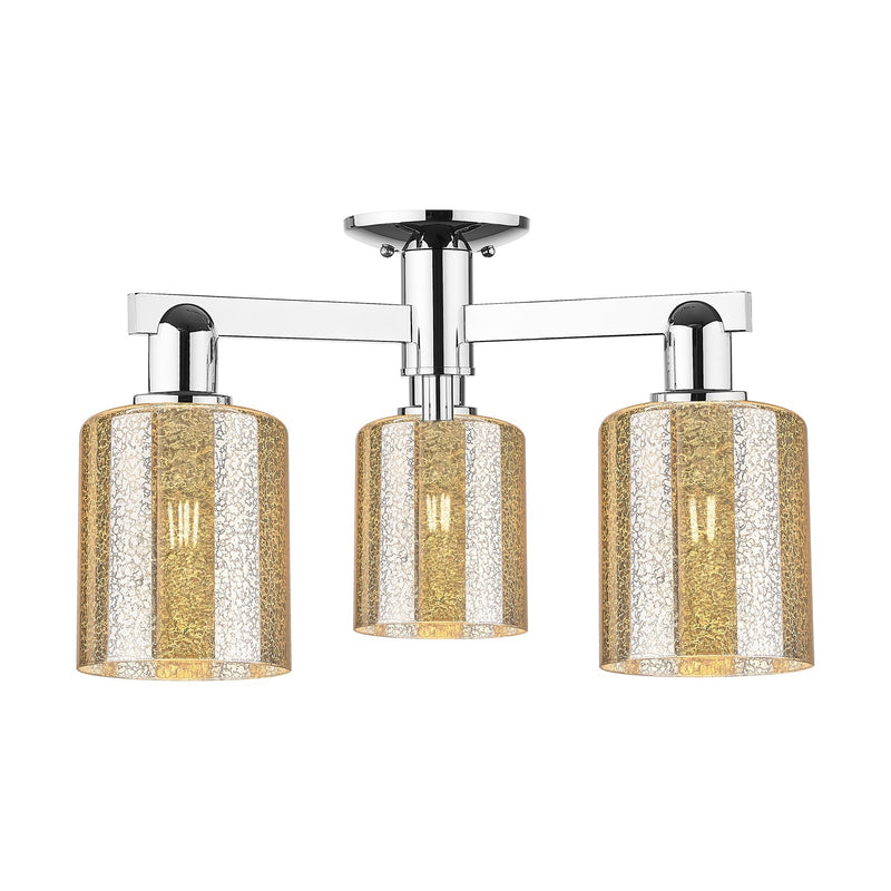 Innovations Cobbleskill 23in 3-Light Semi-Flush Mount | Industrial Polished Chrome and Mercury Glass | Entryway & Hallway | 22.5 x | Model 716-3F-PC-G116