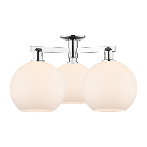 Innovations Athens 28in 3-Light Semi-Flush Mount | Industrial Polished Chrome and Matte White Glass | Living Room & Dining Room | Model 716-3F-PC-G121-10