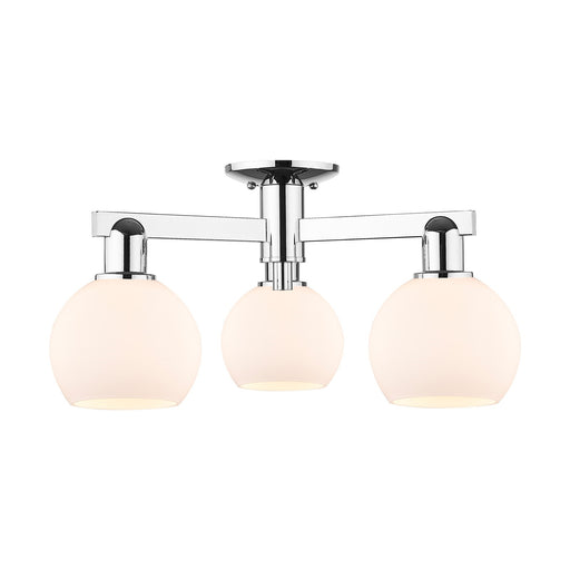 Innovations Athens 23in 3-Light Semi-Flush Mount | Industrial Polished Chrome and Matte White Glass | Damp-Rated Entryway & | Model 716-3F-PC-G121-6