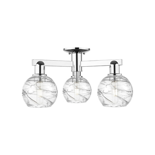 Innovations Lighting Athens Deco Swirl 23in 3-Light Semi-Flush Mount | Industrial Polished Chrome and Clear Deco Swirl Glass | Model 716-3F-PC-G1213-6CL