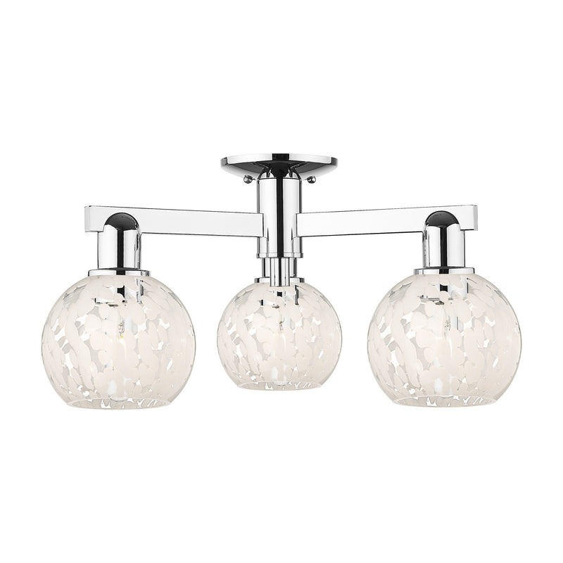 Innovations Lighting White Mouchette 24in 3-Light Semi-Flush Mount | Industrial Polished Chrome and White Glass | Kitchen & | Model 716-3F-PC-G1216-6WM
