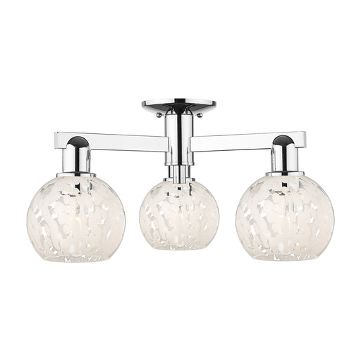 Innovations Lighting White Mouchette 24in 3-Light Semi-Flush Mount | Industrial Polished Chrome and White Glass | Kitchen & | Model 716-3F-PC-G1216-6WM