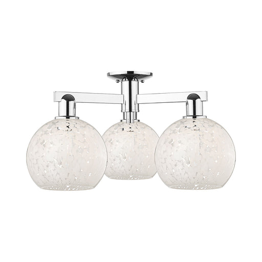 Innovations Lighting Arcadia 25.5in 3-Light Semi-Flush Mount | Industrial Polished Chrome Steel and White Mouchette Glass | Model 716-3F-PC-G1216-8WM