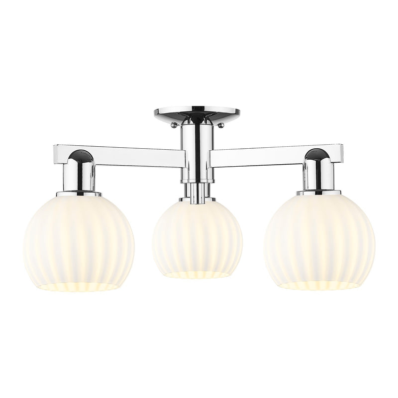 Innovations Lighting Arcadia 24in 3-Light Semi-Flush Mount | Industrial Modern Polished Chrome and White Venetian Glass | Model 716-3F-PC-G1217-6WV
