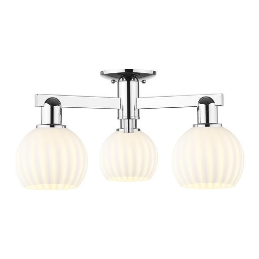 Innovations Lighting Arcadia 24in 3-Light Semi-Flush Mount | Industrial Modern Polished Chrome and White Venetian Glass | Model 716-3F-PC-G1217-6WV