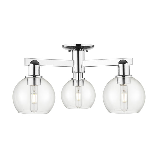 Innovations Athens 23in 3-Light Semi-Flush | Industrial Modern Polished Chrome and Clear Glass | Entryway & Hallway | 23.38 x | Model 716-3F-PC-G122-6
