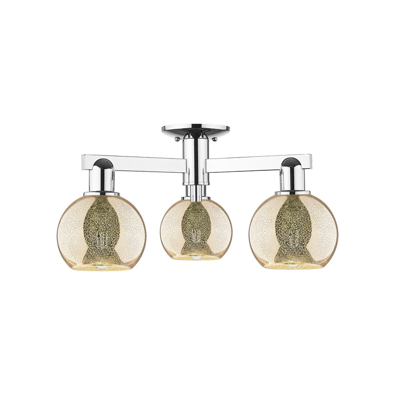 Innovations Athens 23in 3-Light Semi-Flush Mount | Industrial Modern Polished Chrome and Mercury Glass | Entryway & Hallway | Model 716-3F-PC-G128-6