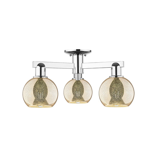 Innovations Athens 23in 3-Light Semi-Flush Mount | Industrial Modern Polished Chrome and Mercury Glass | Entryway & Hallway | Model 716-3F-PC-G128-6