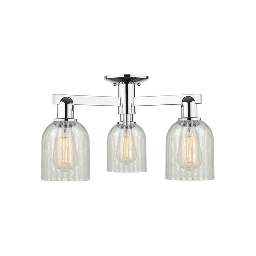 Innovations Caledonia 23in 3-Light Semi-Flush Mount | Industrial Polished Chrome and Mouchette Glass | Entryway & Hallway | 22.5 x | Model 716-3F-PC-G2511