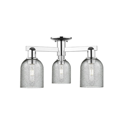 Innovations Caledonia 23in 3-Light Semi-Flush Mount | Industrial Polished Chrome Steel and Charcoal Glass | Kitchen & Hallway | Model 716-3F-PC-G257