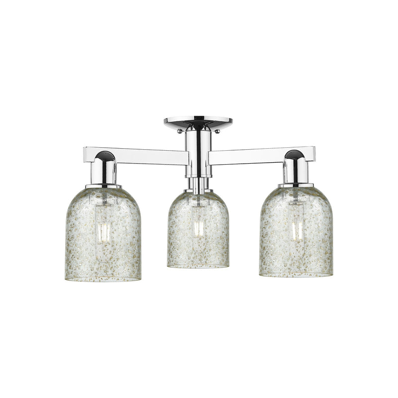 Innovations Caledonia 23in 3-Light Semi-Flush Mount | Industrial Polished Chrome and Mica Glass | Kitchen & Entryway | 22.5 x 22.5 | Model 716-3F-PC-G259