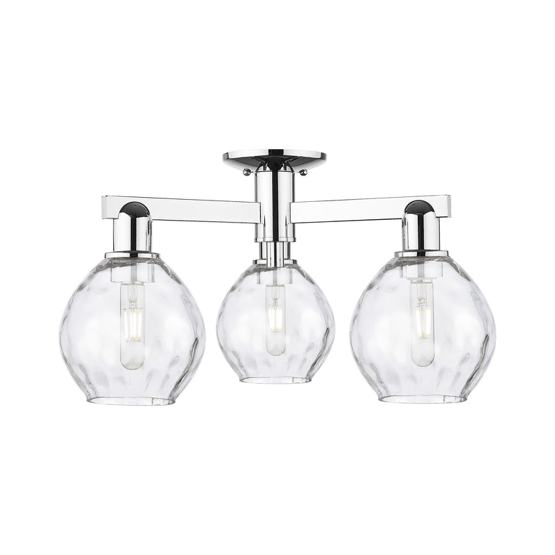 Innovations Waverly 24in 3-Light Semi-Flush Mount | Industrial Polished Chrome and Clear Glass | Entryway & Hallway | 23.5 x 10.38 | Model 716-3F-PC-G362
