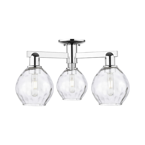 Innovations Waverly 24in 3-Light Semi-Flush Mount | Industrial Polished Chrome and Clear Glass | Entryway & Hallway | 23.5 x 10.38 | Model 716-3F-PC-G362