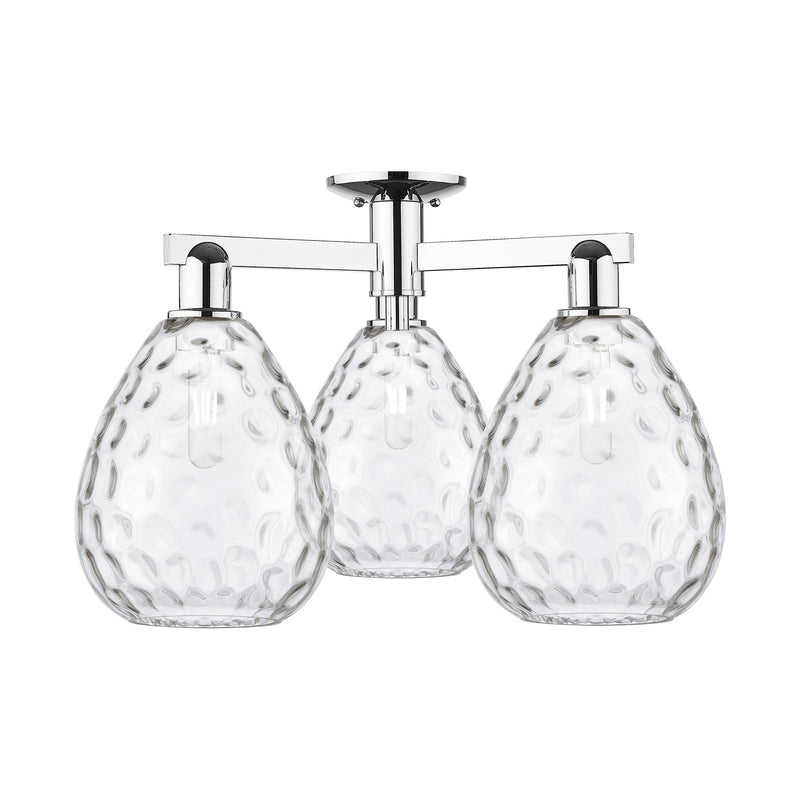 Innovations Waverly 26in 3-Light Semi-Flush Mount | Industrial Polished Chrome and Clear Glass | Entryway & Hallway | 25.5 x 25.5 x | Model 716-3F-PC-G372
