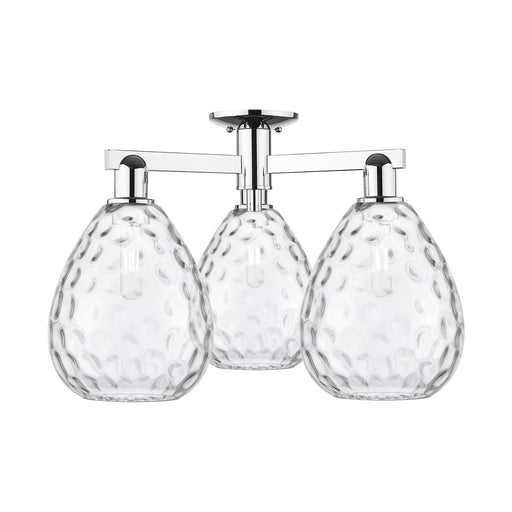Innovations Waverly 26in 3-Light Semi-Flush Mount | Industrial Polished Chrome and Clear Glass | Entryway & Hallway | 25.5 x 25.5 x | Model 716-3F-PC-G372