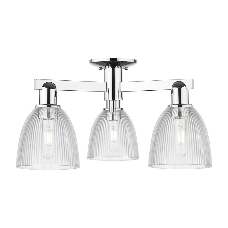 Innovations Castile 24in 3-Light Semi-Flush Mount | Industrial Modern Polished Chrome and Clear Glass | Entryway & Hallway | 23.5 x | Model 716-3F-PC-G382