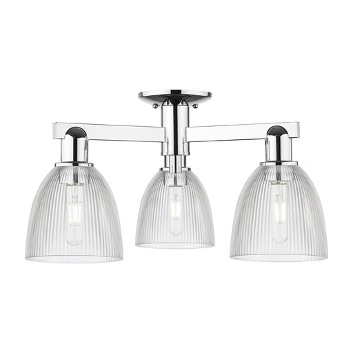 Innovations Castile 24in 3-Light Semi-Flush Mount | Industrial Modern Polished Chrome and Clear Glass | Entryway & Hallway | 23.5 x | Model 716-3F-PC-G382