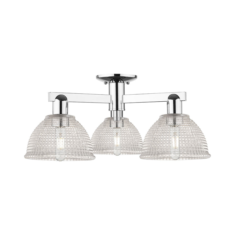 Innovations Arietta 26in 3-Light Semi-Flush Mount | Industrial Polished Chrome Steel and Clear Glass | Entryway & Hallway | 25.5 x | Model 716-3F-PC-G422