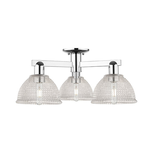 Innovations Arietta 26in 3-Light Semi-Flush Mount | Industrial Polished Chrome Steel and Clear Glass | Entryway & Hallway | 25.5 x | Model 716-3F-PC-G422