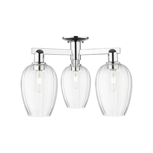 Innovations Preston 3Lt 24" Flute Semi-Flush, Chrome/Clear - 716-3F-PC-G457-6CL