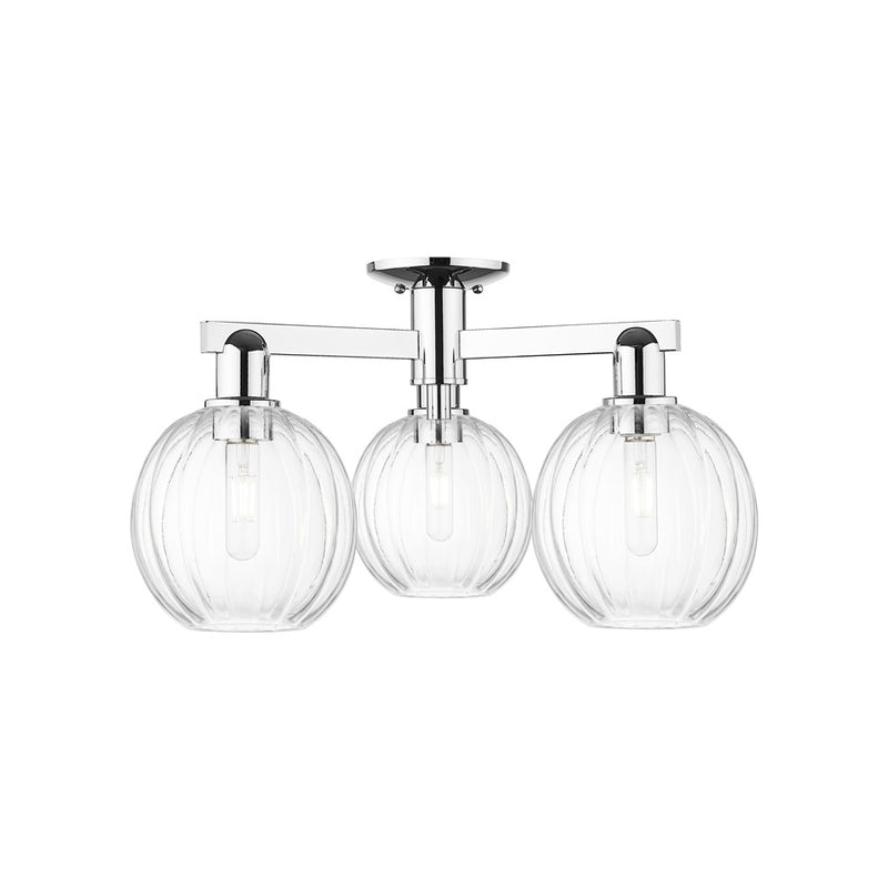 Innovations Preston 3Lt 25" Globe Semi-Flush, Chrome/Clear - 716-3F-PC-G458-7CL