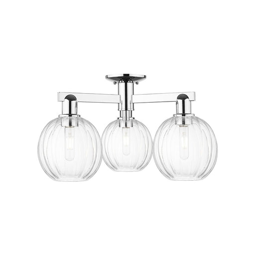 Innovations Preston 3Lt 25" Globe Semi-Flush, Chrome/Clear - 716-3F-PC-G458-7CL