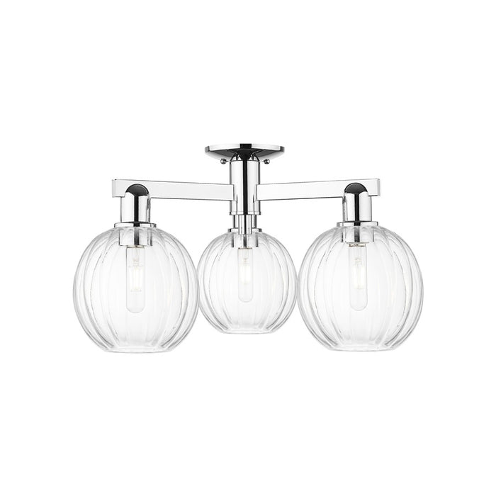 Innovations Preston 3Lt 25" Globe Semi-Flush, Chrome/Clear - 716-3F-PC-G458-7CL