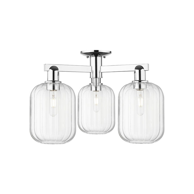 Innovations Preston 3Lt 24" Jar Semi-Flush, Chrome/Clear - 716-3F-PC-G460-7CL